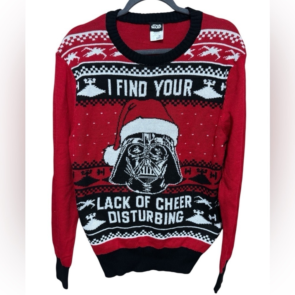 Star Wars Darth Vader Ugly Christmas Sweater Red Black Sz Medium